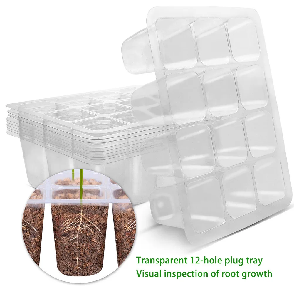 

12 Cells Hole Nursery Pots Plant Seed Box Tray Insert Seeding Case Plastic Plant Seeds Growing Box Base Garden Grow Box HOT !!!
