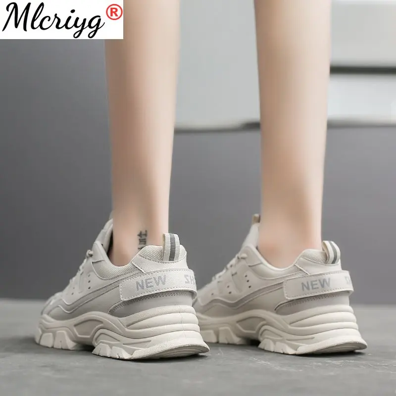 

Women Shoes 2021 Breathable Platform Sneakers Mesh Casual Sports Shoes Female Fashion Lace Up High Leisure Women Vulcanize Shoe
