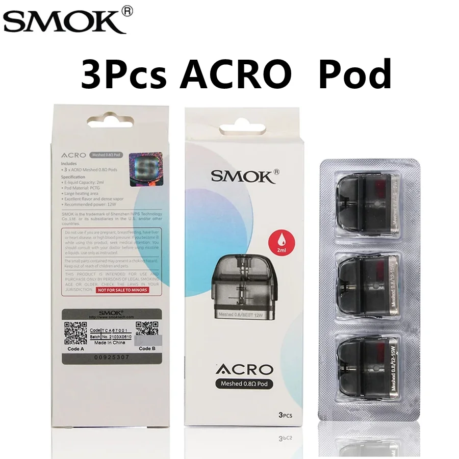 3PCS Original Vape ACRO Pod Electronic Cigarette Cartridge  Mesh DC Coil Vaporizer Atomizer E Cigarette Accessory Meshed Tank