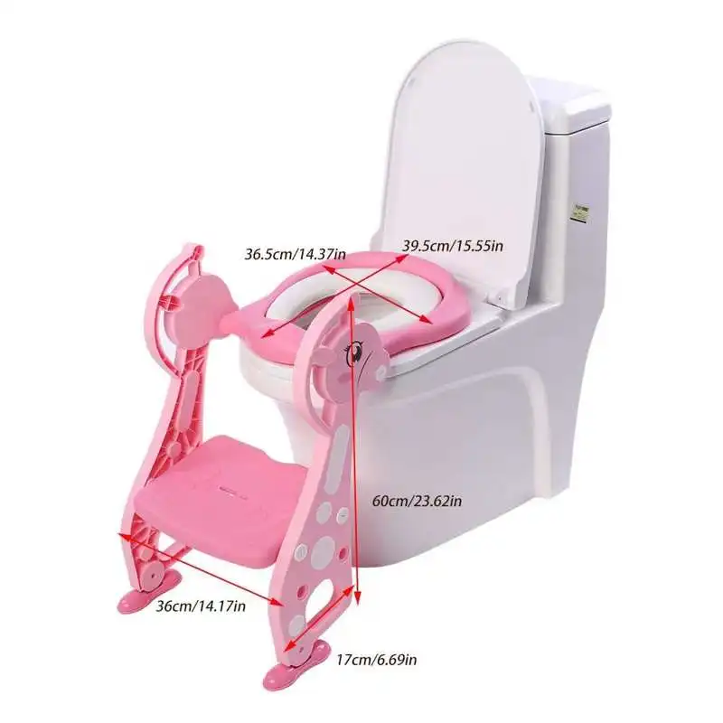 

Cover Toilet Adjustable Foldable Toddler Toilet Training Seat Potty with Sturdy Non-Slip Ladder Step Bidet Toilet Seat Potty