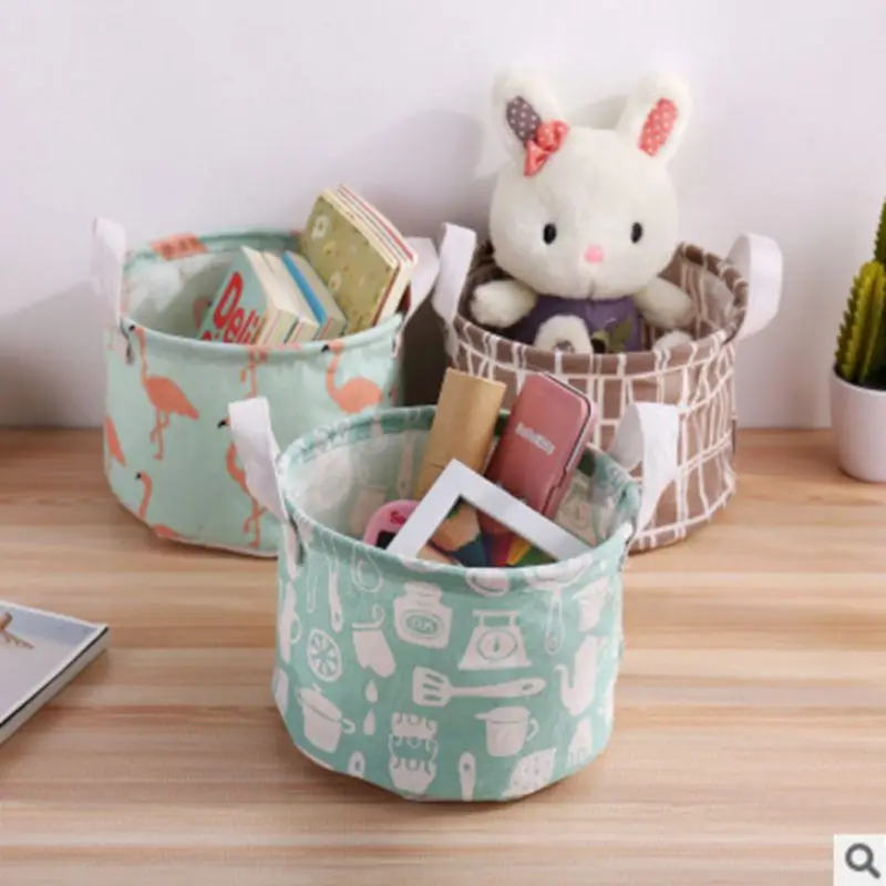 Корзина для хранения DIY рабочего стола для Складывания Белья игрушки коробки для хранения нижнее белье косметический Органайзер для белья корзина 17x14 см S08