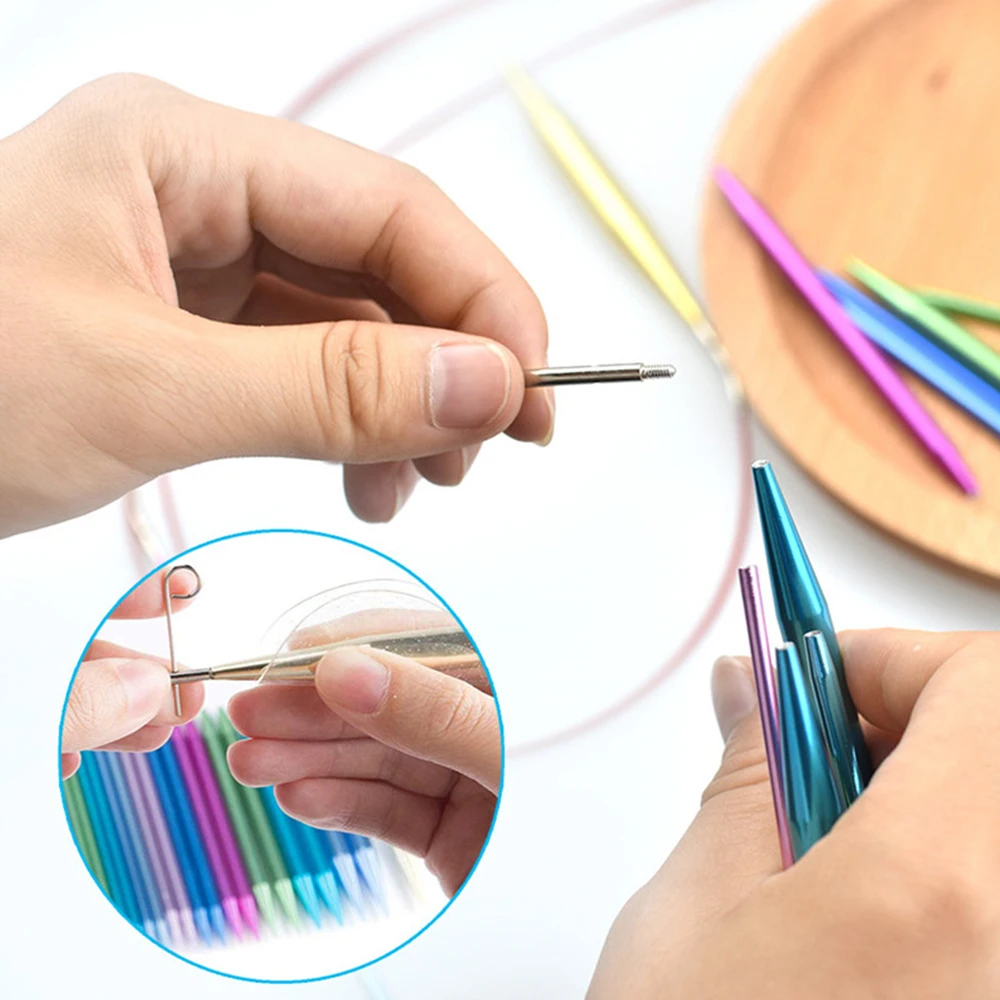 1 Набор инструментов для вязания сменные спицы цветные алюминиевые с