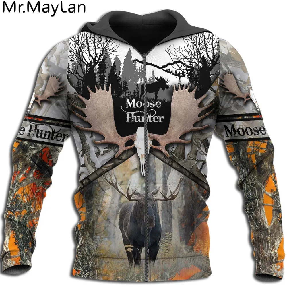 

Custom Moose Hunting Camo 3D Print Men Hoodies/sweatshirt Harajuku Fashion Hooded Long Sleeve Pullovers Unisex tops Drop ship