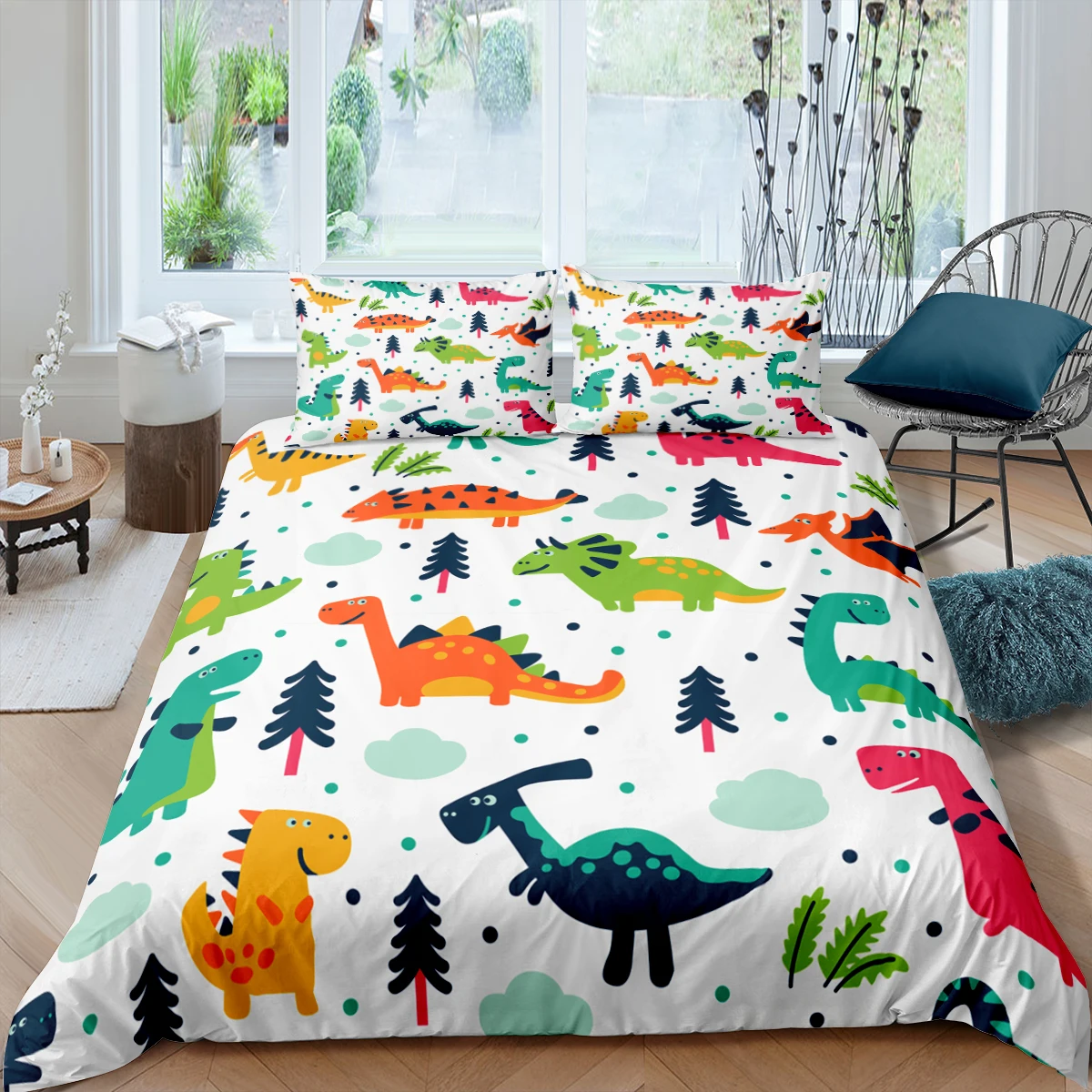 

Cartoon Dinosaur Bedding Set Adult/kids Gift Duvet Cover Quilt Cover Pillowcase Bedclothes Twin Double Queen King Bed Cover Set