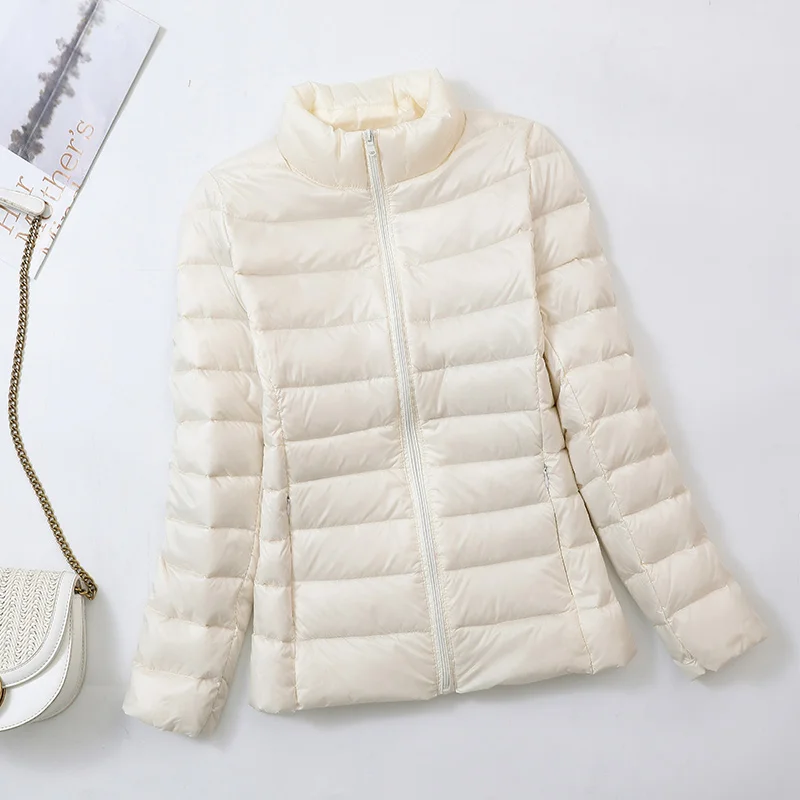 2023 New Female Stand Collar Korean Version Fashion Coat Duck Down Leisure Slim Fit Short Lightweight Autumn Jacket Lady
