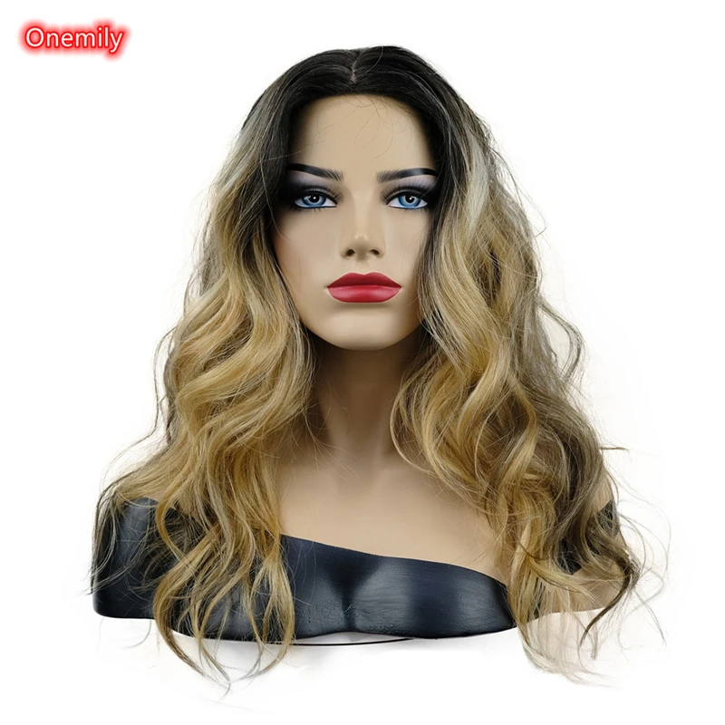 Onemily Long Wavy Synthetic Natural Hair Replacement Wigs for Black Women White Women