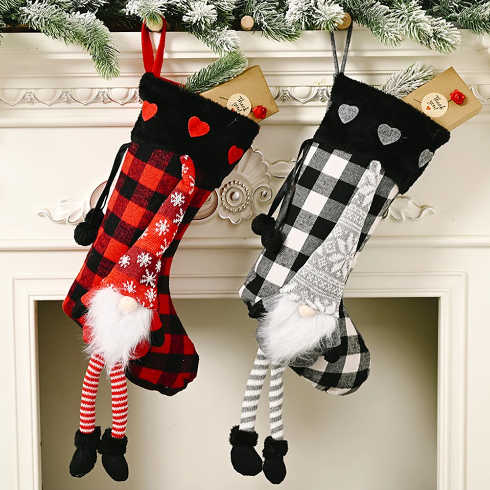 

Новый 20-дюймовый Рождественский чулок, персонализированные рождественские чулки с 3D подвесными ножками, классические украшения, Рождестве...