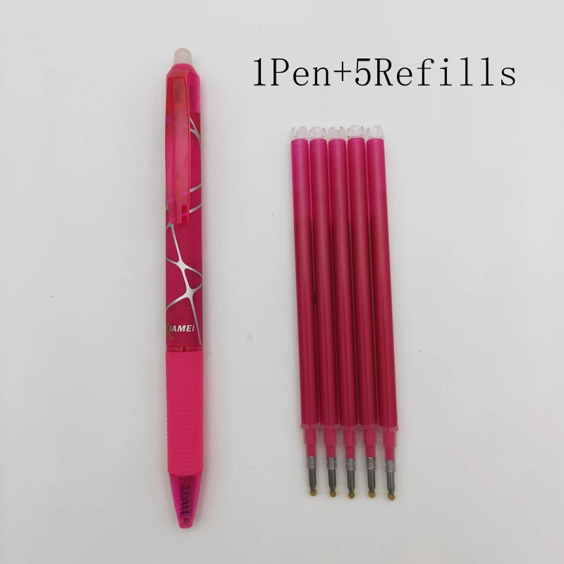 Pink 1pen5refills Xiamei 0,5 мм стираемая ручка Канцтовары гелевая ручка Волшебная стираемая чернильная ручка Канцтовары Школьные принадлежности 8 цветов Сменные заправки - Цвет: Pink 1pen5refills