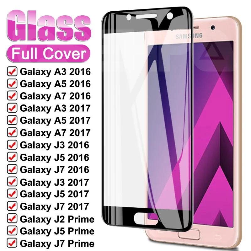 9D Tempered Glass For Samsung Galaxy S7 A3 A5 A7 J3 J5 J7 2016 2017 Screen Protector on J2 J4 J7 Core J5 Prime Protective Glass