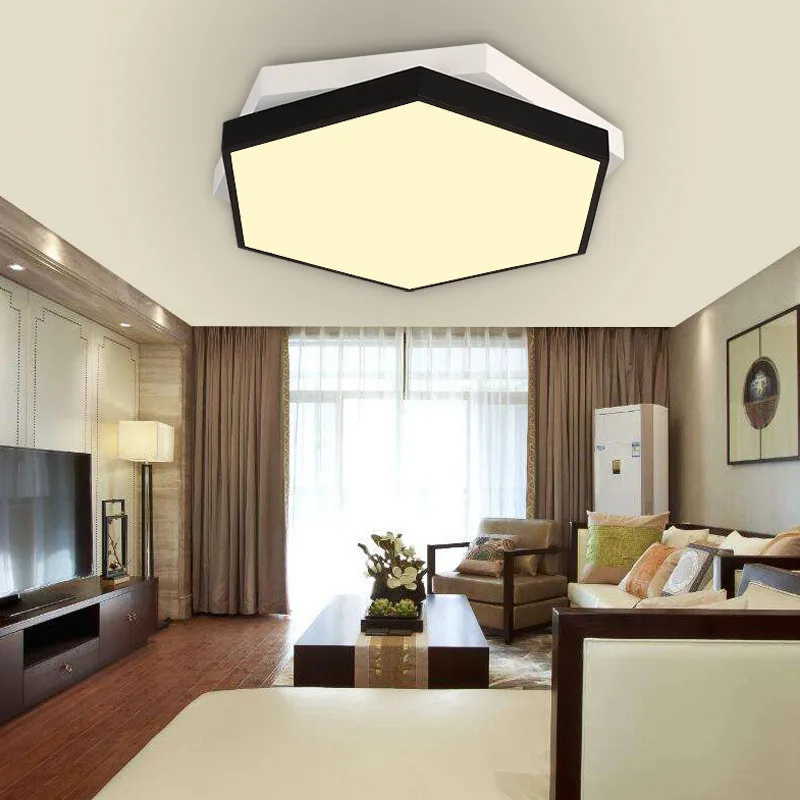 

Modern Home Hexagon Overlapping Living Room LED Ceiling Lamp Creative Geometric Dining Room Bedroom Cafe Ceiling Light Fixtures
