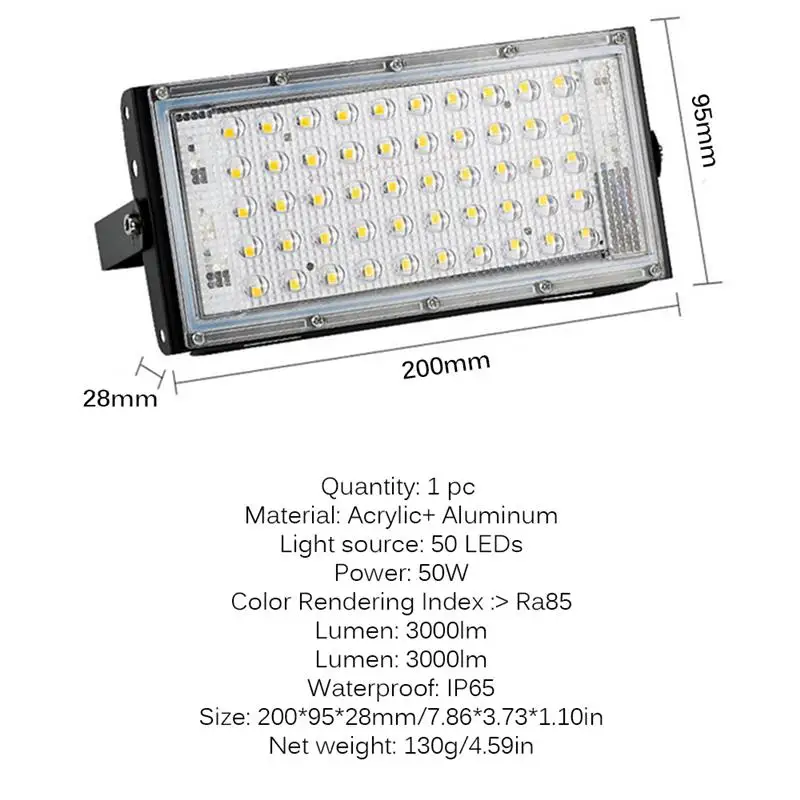 Светодиодный прожектор уличный водонепроницаемый степень защиты IP65 50 Вт 220/230/240 В