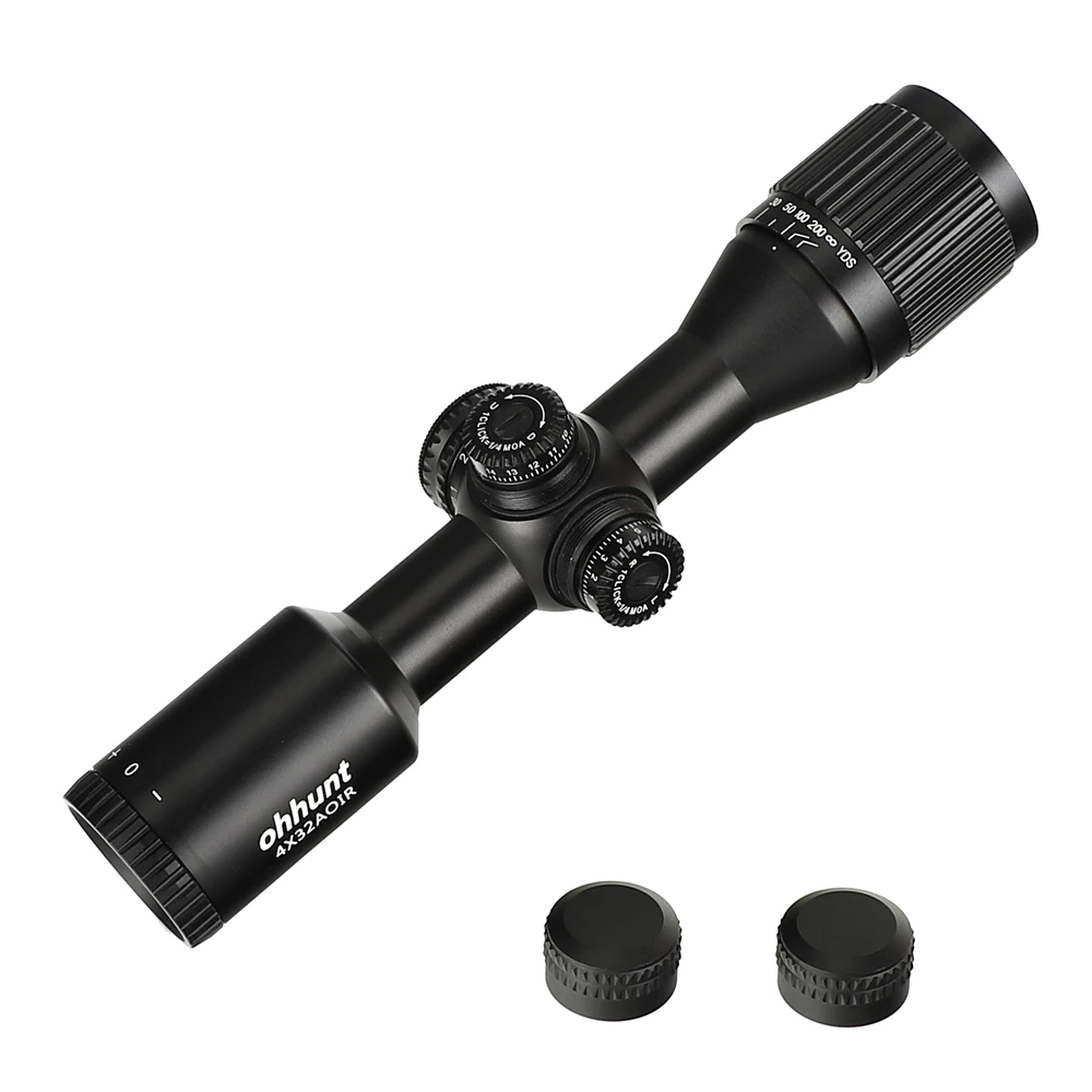 Охота ohhunt 4X32 AOIR Компактный Тактический широкий угол оптические прицелы Mil точка с подсветкой Стекло гравированная сетка Оптика прицел