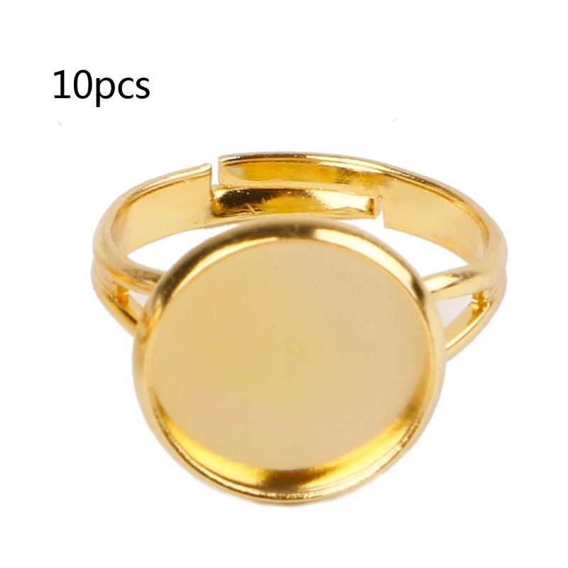

10PCS DIY Ring Blanks with Bezel fit for 10 12mm Glass Cabochon Jewelry Making