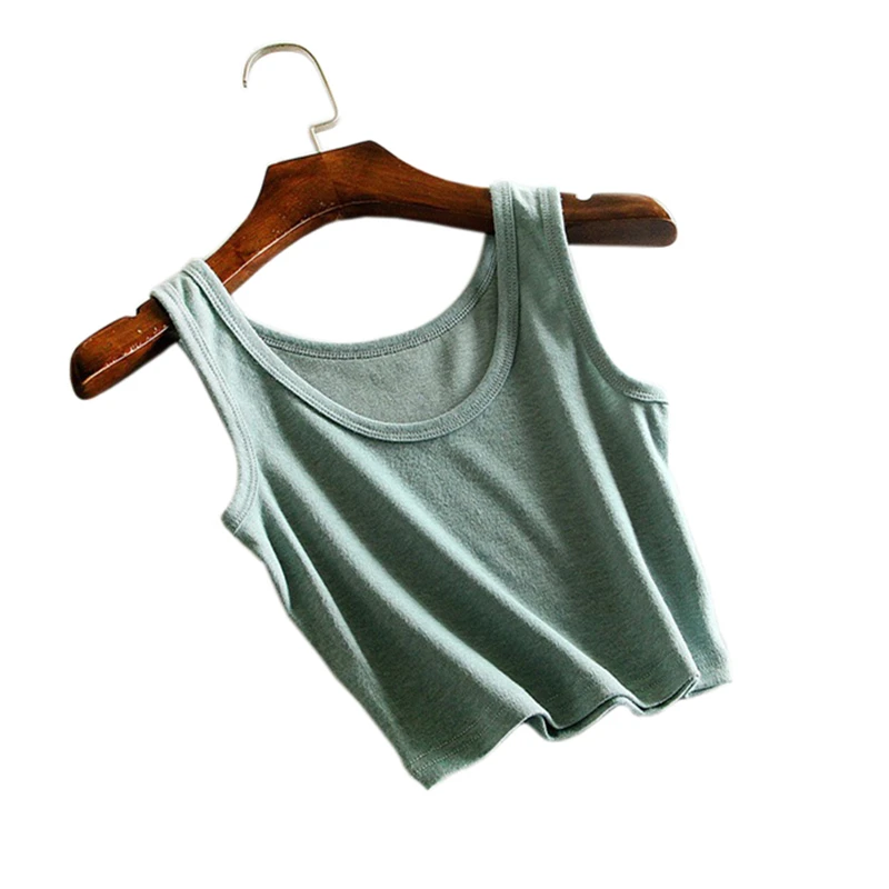 Кроп-Топ женский облегающий без рукавов однотонный черный/белый укороченный топ