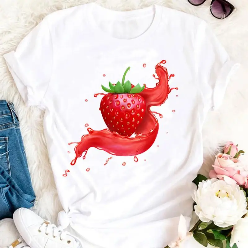 

Women Summer Avocado Fruit Letter Cute Ladies Cartoon Clothes Tshirts Fashion Stylish T Top Lady Print Sweet Tee T-Shirt