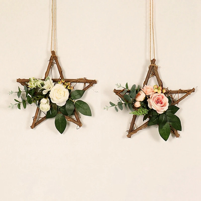 2X искусственные розы подвесной венок цветы гирлянда дверь из ротанга Свадебный