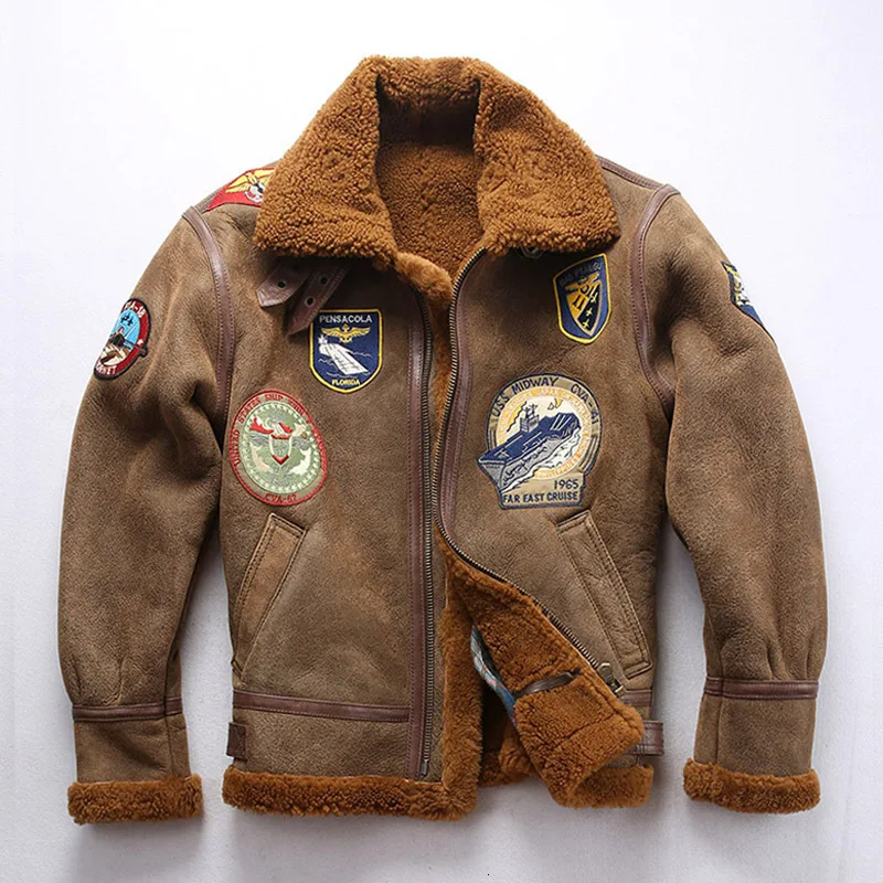 Мужская куртка-пилот с мехом летная куртка B3 модная Многофункциональная в стиле