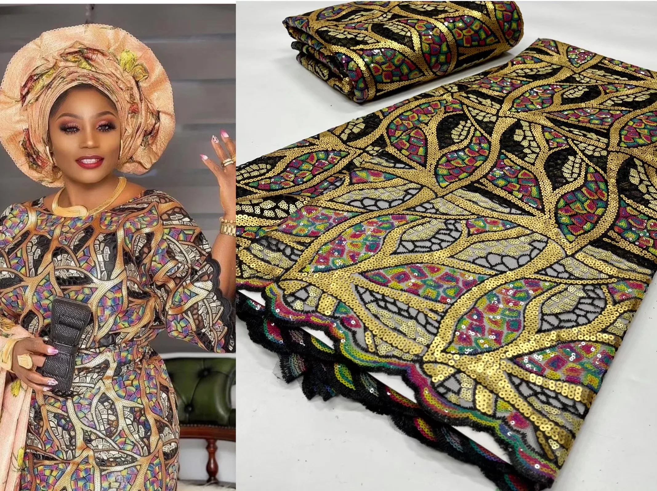 Блестящая многоцветная ткань с маленькими блестками 2022 Высококачественная