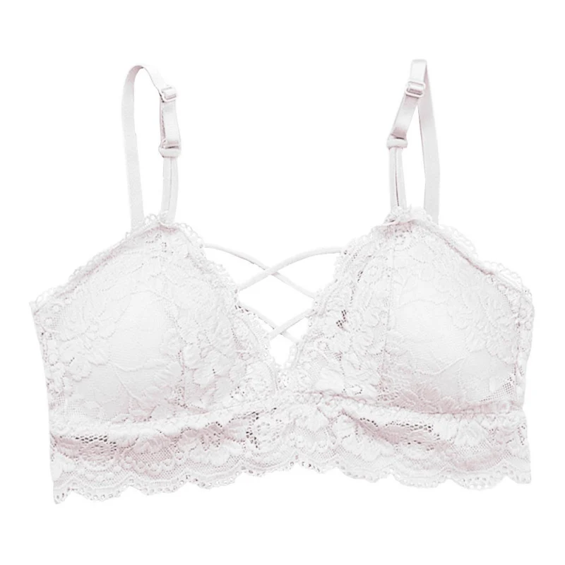 

Women Bra New Fashion Gathered Lace Sexy Female Sling Detachable Chest Pad Seamless