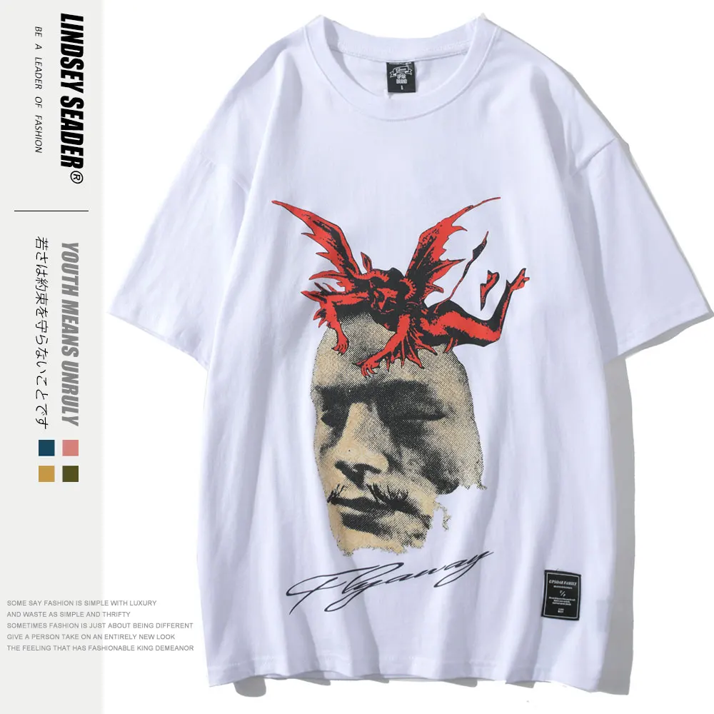Женская Мужская футболка с дьявольским ангелом уличная одежда летние хлопковые
