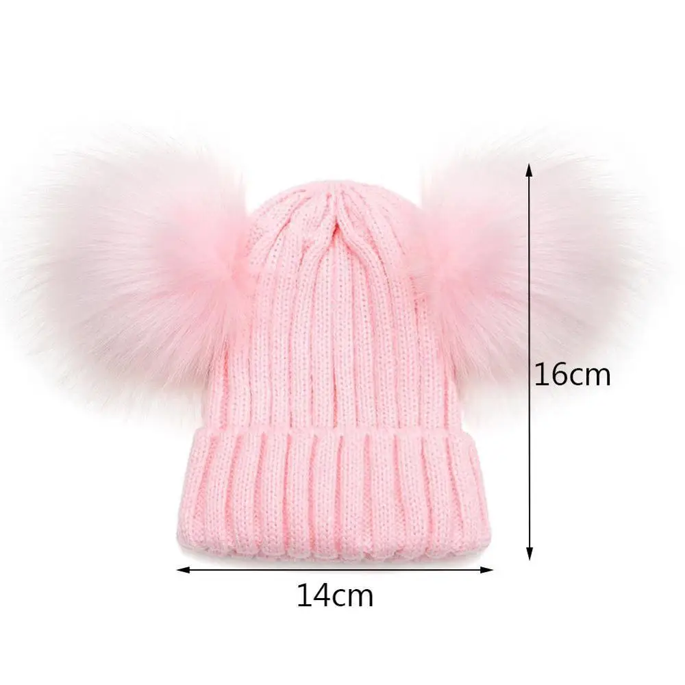 Новинка 2019 теплая вязаная шапка с помпоном и пушистыми помпонами для