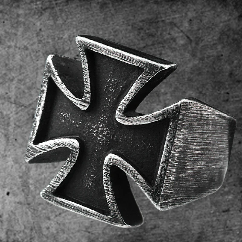 Мужское кольцо из нержавеющей стали с железным крестом Второй мировой войны |