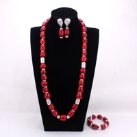 4ujewelry red nature nigerian coral necklace set jewelry set long design for nigerian wedding women