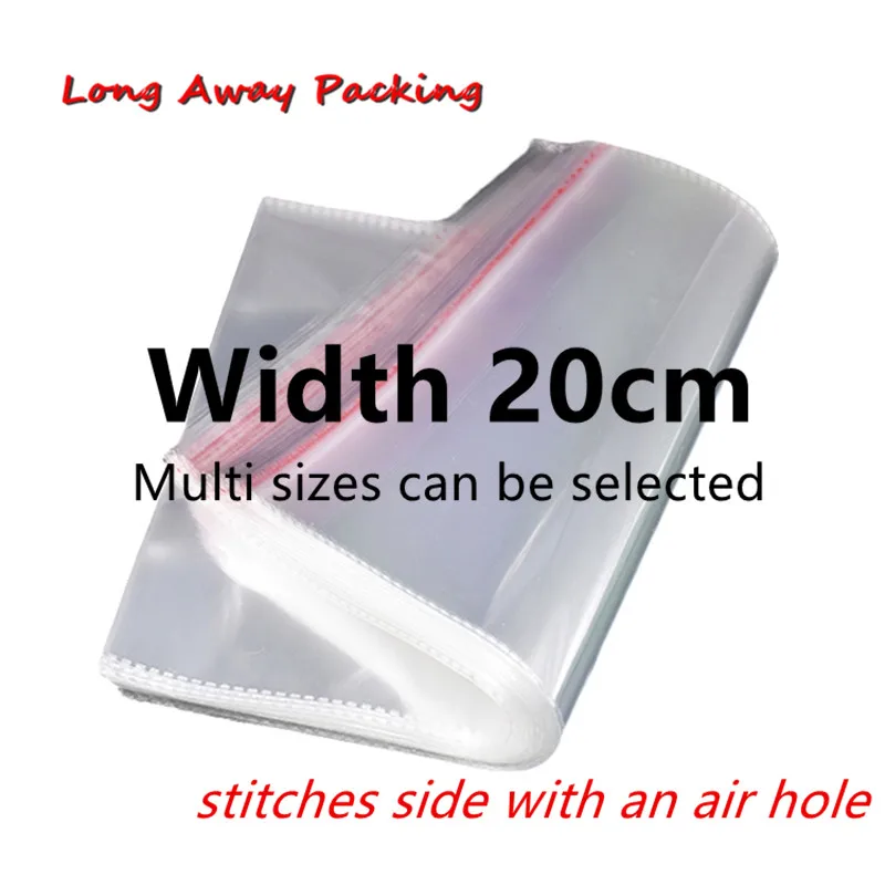 Ширина 20 см большие пластиковые прозрачные мешки Opp мешок Одежда Упаковка для