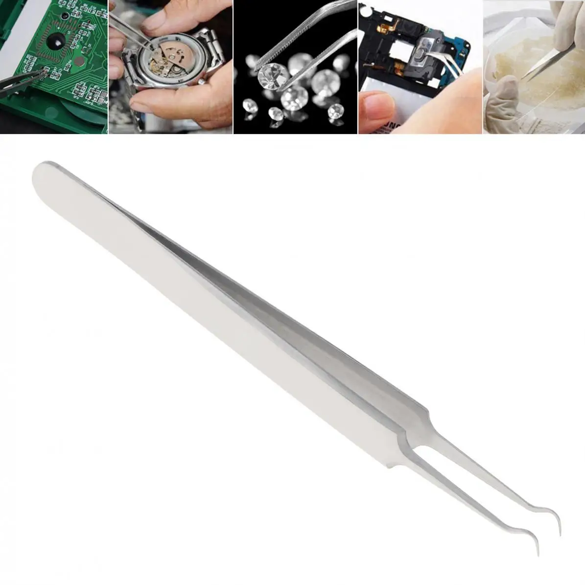 115 мм электронный Пинцет из нержавеющей стали с большим изгибом угрей зажим для