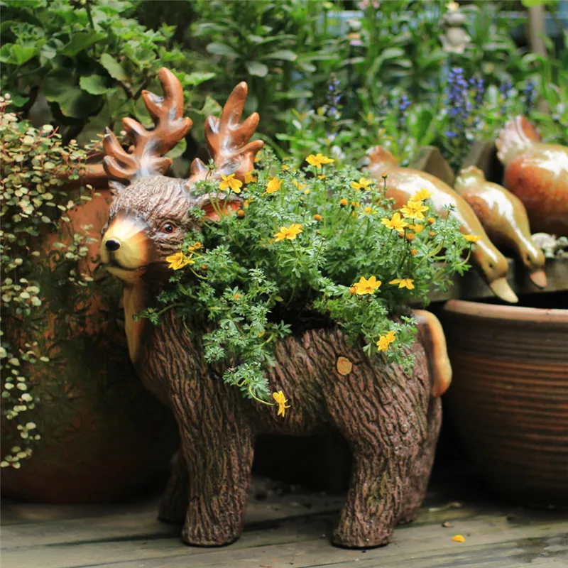 

Creative Country Personality Elk Succulents Flower Pot Decor Modern Animal Deer Art Pot Vase Garden Sculpture Home Decor A718