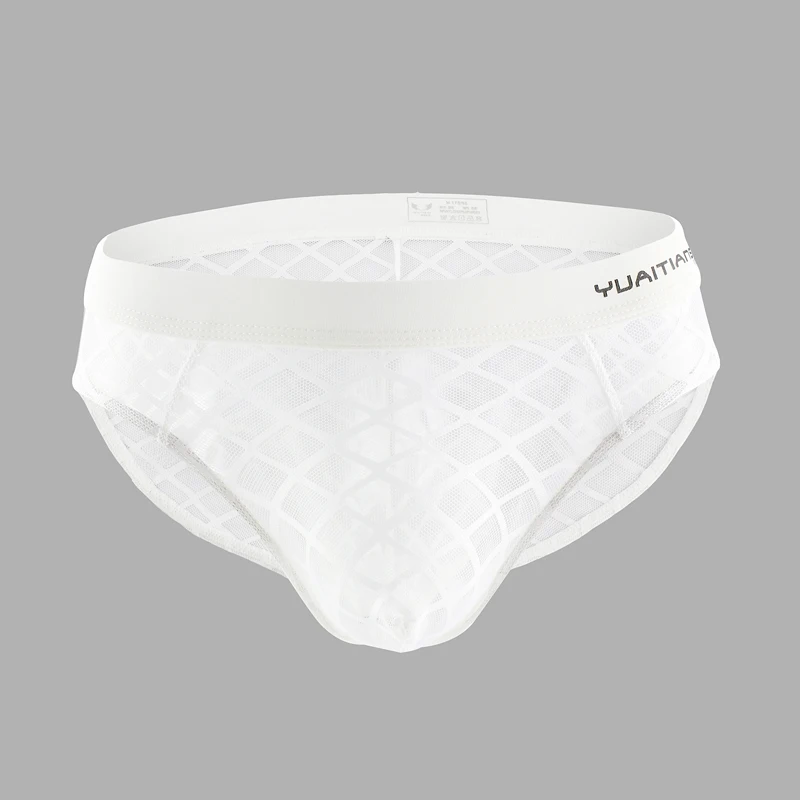 Мужские трусы брифы из дышащей сетчатой ткани черные однотонные Трусы со средней