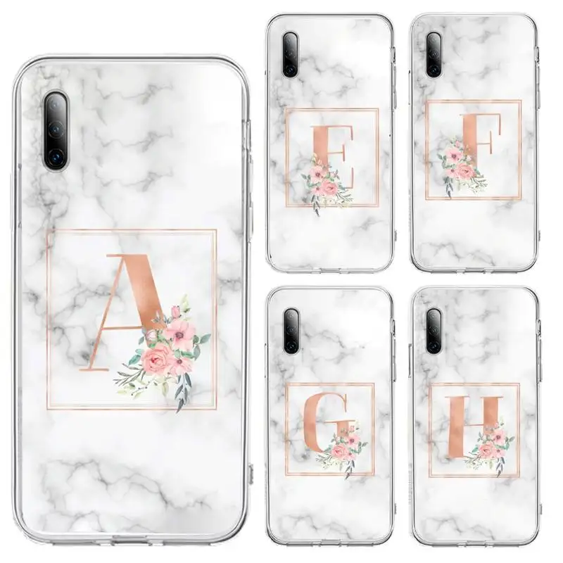 

Marble Letter Phone Case For Samsung S8 S9 S10 S20 Note20 A71 A21s Plus S20Fe lite Transparent Nax Fundas Cover