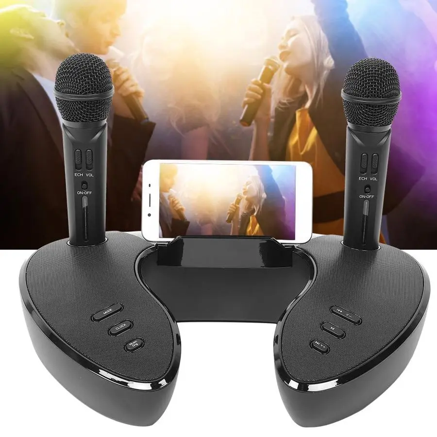ST-2020 беспроводные двойные ручные микрофоны для дома и улицы Bluetooth караоке-машина