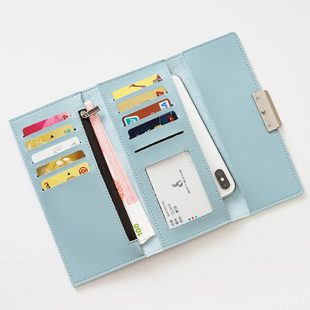 Модный длинный кошелек на молнии с отделением для карт кожаный монет Женский