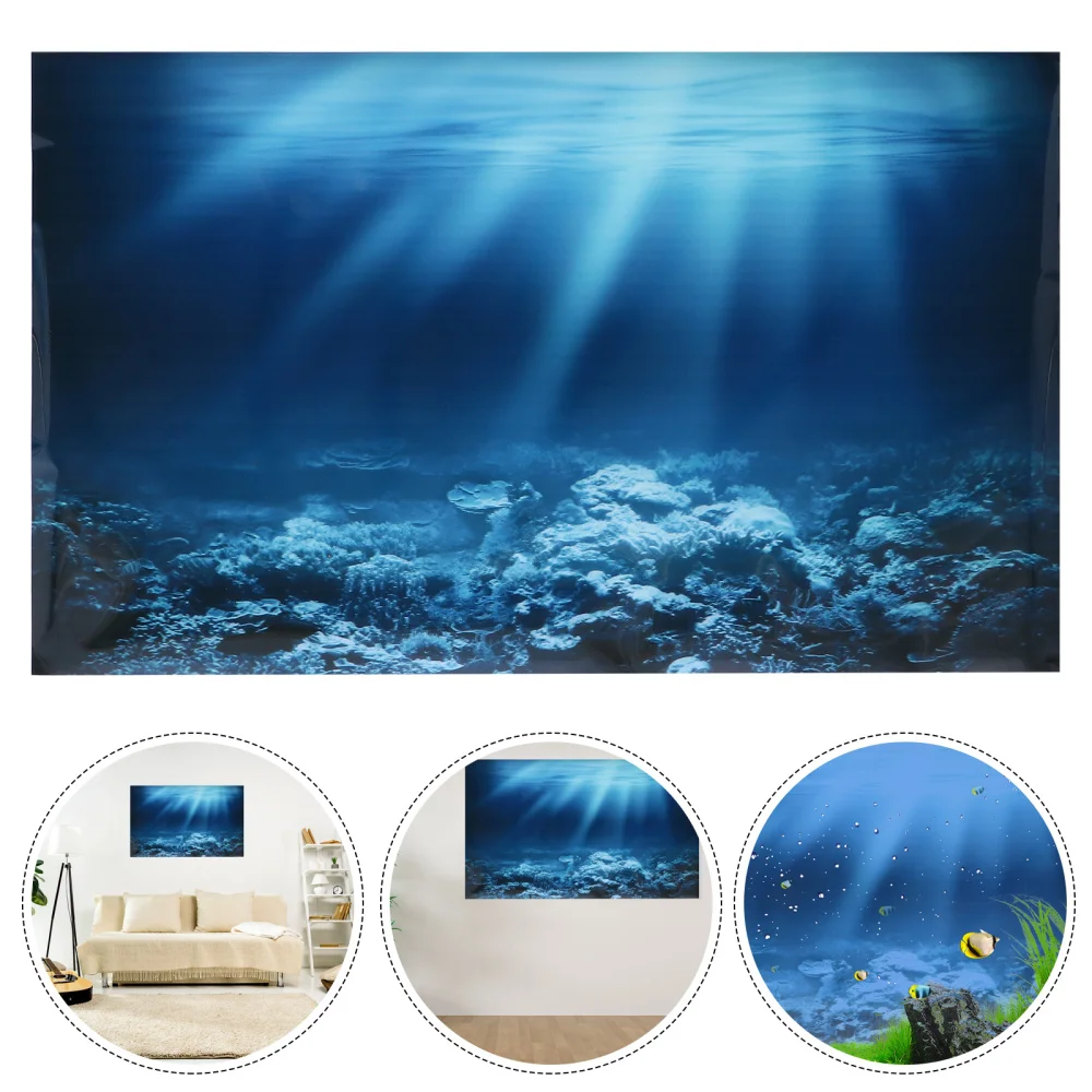 

Aquarium Background Sticker Coral Reef Fish Tank 3D Background Painting Sticker Wallpaper Aquarium Poster Decor
