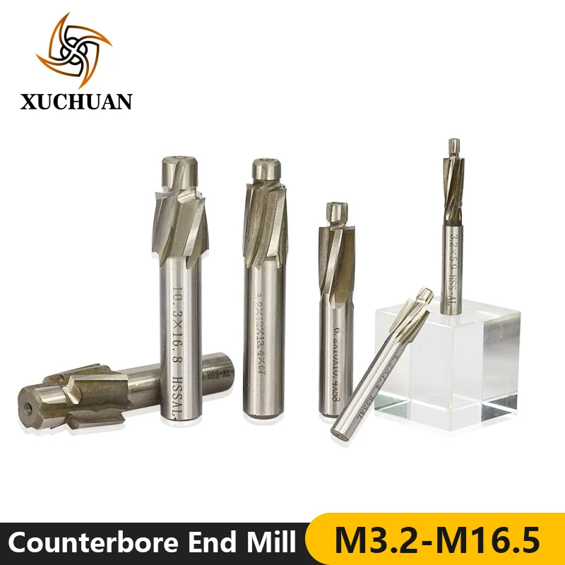1 шт. M3.2-M16.5 HSS Цековка торцевой Фрезы с ЧПУ машина для вырезания гребней и пазов 4 флейты гравировальное лезвие раззенковка фреза