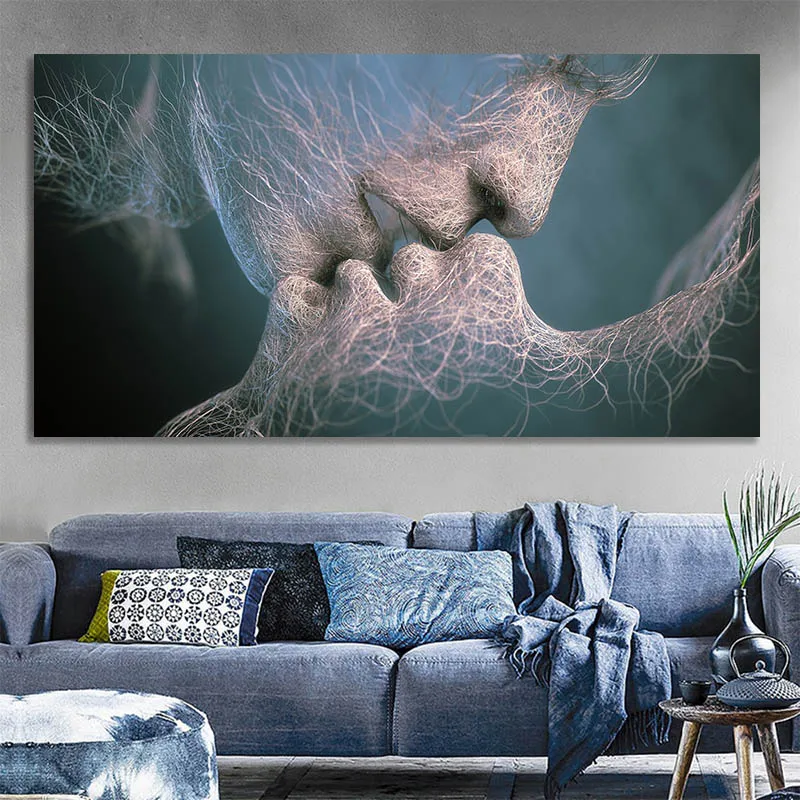 Conisi черный и белый любовь поцелуй абстрактный холст картина постер настенная