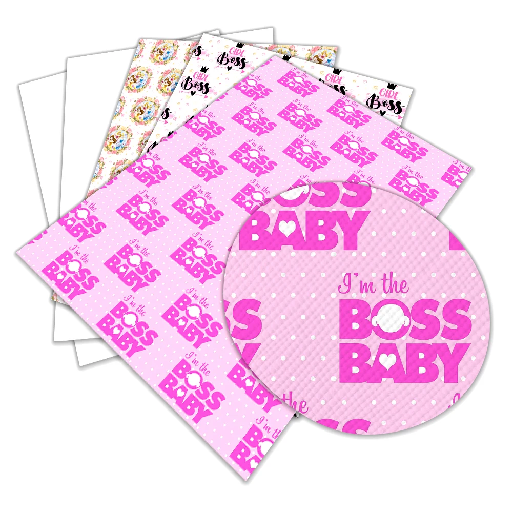 

Faux Leather Cartoon Boss Baby Pattern Printed Synthetic for DIY Hairbow Accessories Decoration 30 Cm X 22cm