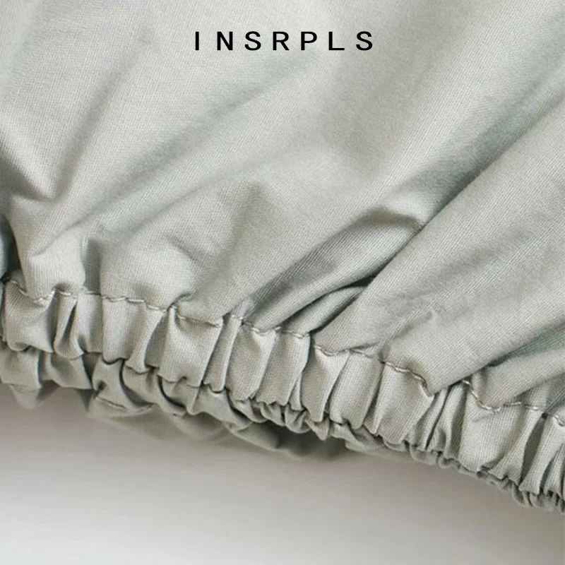 

INSRPLS Women Fashion Elastic Gathered Detail Asymmetric Blouses Vintage Long Sleeve Side Slit Female Shirts Chic Tops