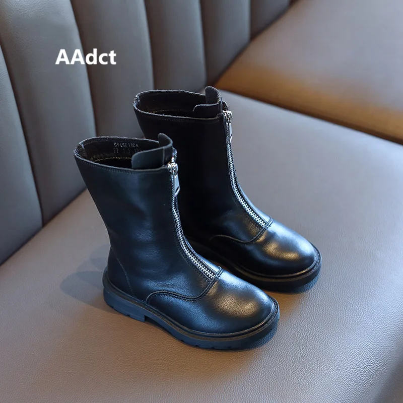 Black High-cut AAdct/сапоги для девочек; новые детские высокие сапоги для девочек; брендовая зимняя хлопковая детская обувь принцессы - Цвет: Black High-cut