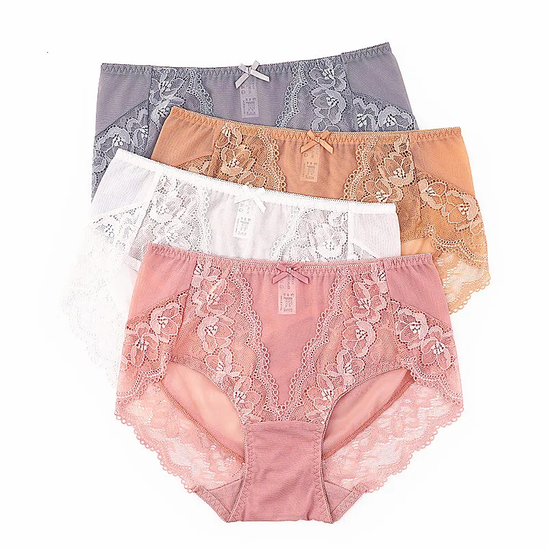 M-4XL Sexy Lace Panties Female Underpants Damen Panties for Women Briefs Underwear Plus Size Pantys Lingerie 6 Solid Color