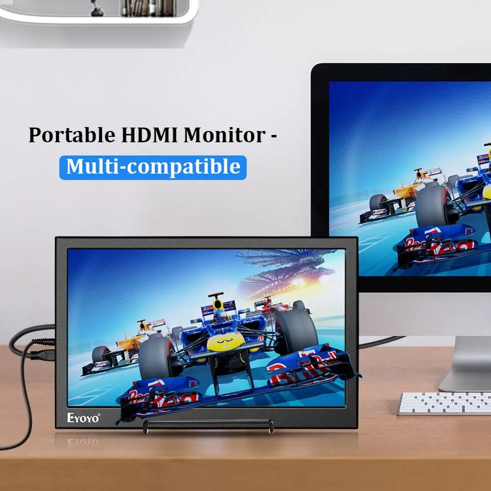 Портативный игровой монитор Eyoyo 13 3 дюйма HDR IPS двойной HDMI дисплей Raspberry pi 1080P со