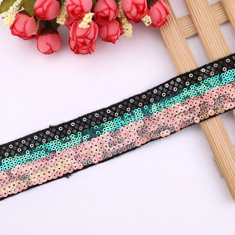 3.8cm multi color Sequin embroidery lace high-quality clothing accessories Intercolor mesh yarn sequin | Дом и сад