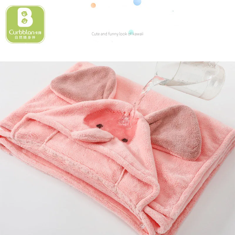 Детское банное полотенце Curbblan с мультяшной вышивкой капюшоном 70*140 см для