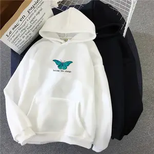 Korean Fashion Butterfly Graphic Oversized Hoodies Autumn Personalised  Private Long Sleeve Pullover Oversized Casual Sweatshirts