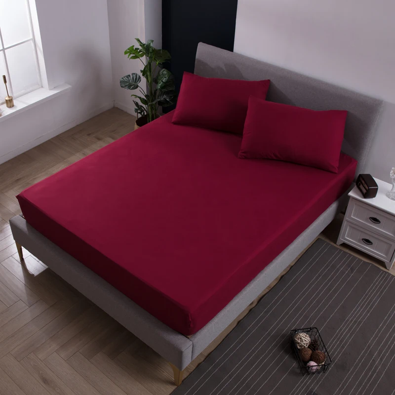 

solid bed mattress set with four corners and elastic band sheets hot sale 1pcs 100% polyester
