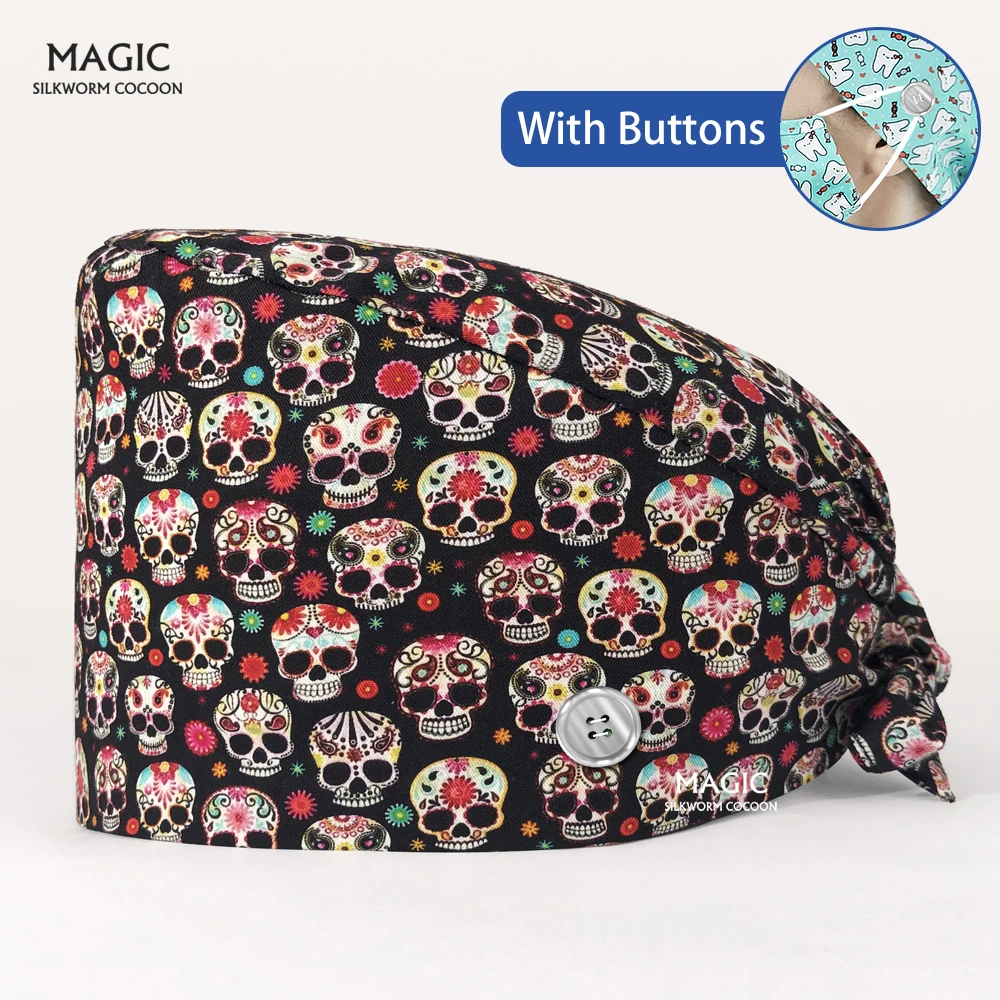 

Scrubs Cap Beauty Salon Lab Work Adjustable Unisex Cotton Dental Nurse Pet Working Veterinary Medical Doctor Nurse Soft Hats Spa