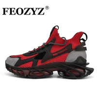 feozyz new air cushion life running shoes men knit upper breathable men sneakers trainers sport shoes