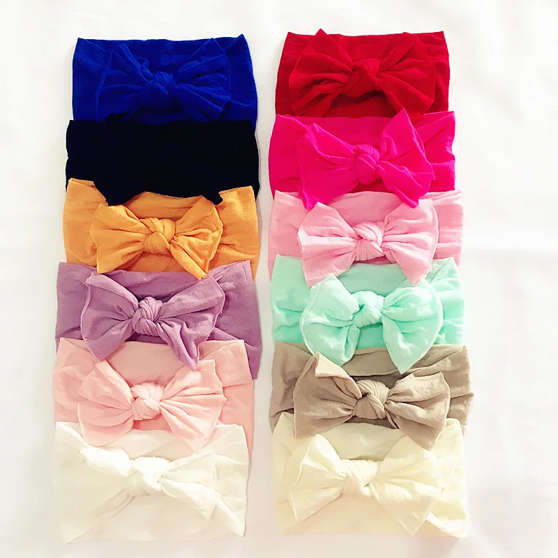 Детская повязка на голову для девочек нейлоновая с бантом мягкая резинка волос |