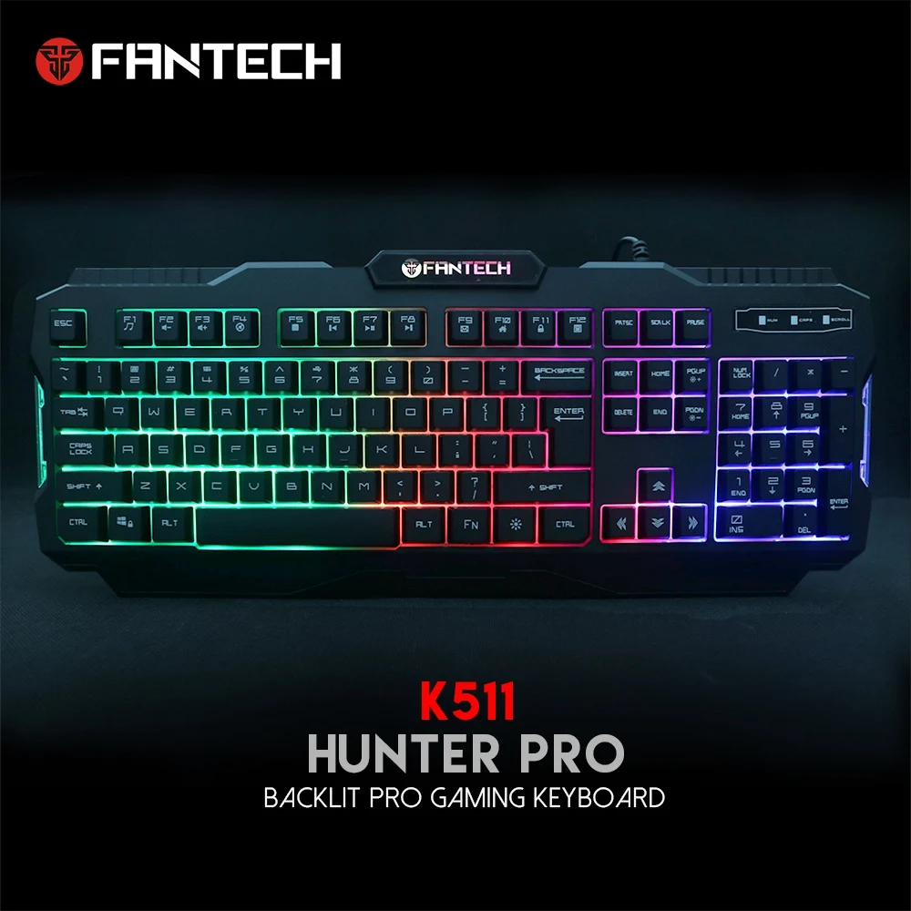 Fantech K511 Профессиональная Usb игровая клавиатура с подсветкой 104-Key Проводная игровая клавиатура